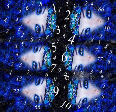 Woman's face and space numerology