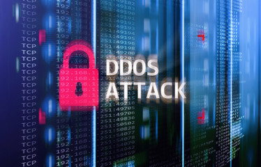 DDOS attack, cyber protection. virus detect. Internet and technology concept.