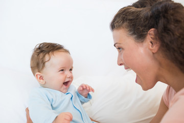 Happy woman and baby