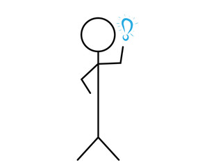 stick figure and hand drawn idea bulb