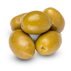green olives isolated on white background