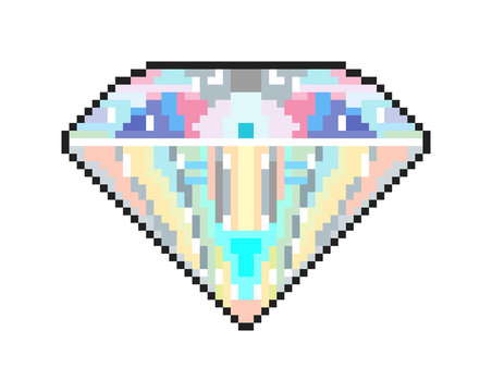 Pixel art: a shiny diamond gem.
