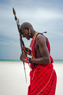 Portrait of a Maasai warrior, Diani Beach, Ukunda, Kenya