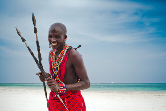 Portrait of a Masai warrior, Diani Beach, Ukunda, Kenya