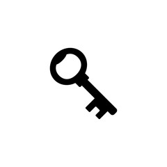 Vintage Key. Flat Vector Icon. Simple black symbol on white background