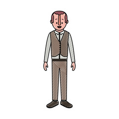 man with old suit with vest vector illustration design