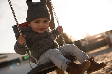 Toddler on a swing seat