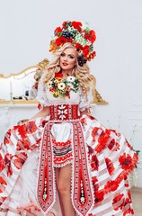 Ukrainian beautiful woman in national clothes