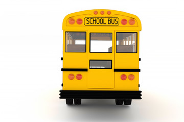 Fototapeta na wymiar 3d rendering yellow school bus on white background isolated