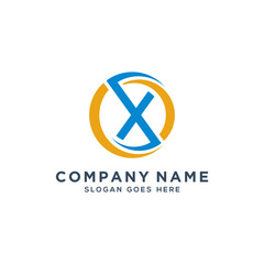 X letters swoosh logo template vector illustration