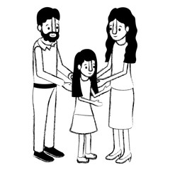 parents couple with daughter isometric characters vector illustration design