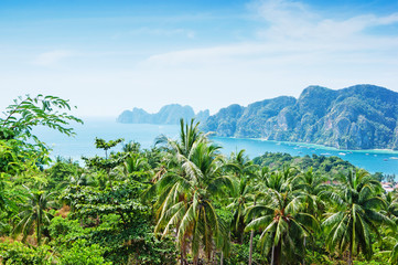 Fototapeta na wymiar View of the island Phi Phi Don from the viewing point,Thailand.