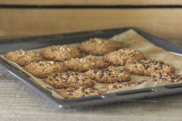 Freshly baked homemade oatmeal cookies in assortment