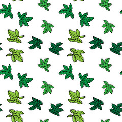 Leaves hand drawn pattern on white background . Vector illustration. - 202981980