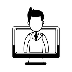 Businessman on computer screen vector illustration graphic design