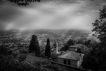 panorama of bergamo at sunset