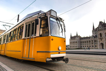 Fototapeta na wymiar plain tram in budapest hungary