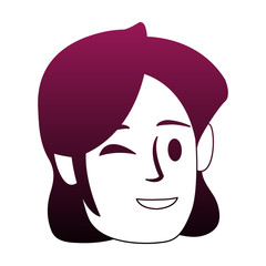 Young woman face cartoon vector illustration graphic design