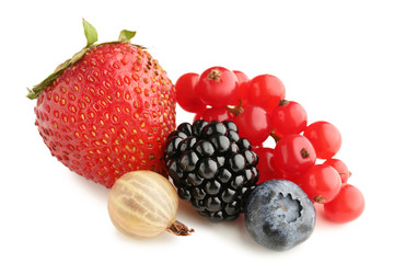 Fresh berries isolated on white background
