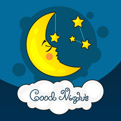 Good night card with moon