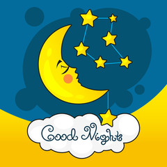 Good night card with moon
