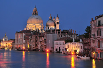 Fototapeta na wymiar Gorgeous view of the Grand Canal and Basilica Santa Maria della Salute Venice Italy.