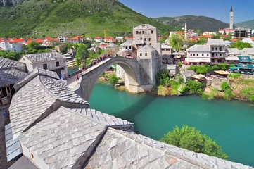 Store enrouleur Stari Most Old bridge in Mostar Bosnia and Herzegovina.