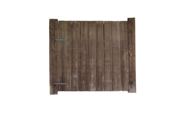 Wooden closed gate, isolated on white