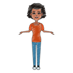 Young woman cartoon with casual clothes vector illustration graphic design