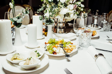 Table setting for an event party or wedding reception