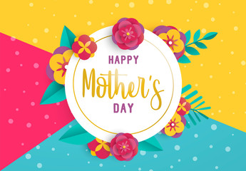 Happy mother day paper art flower greeting card
