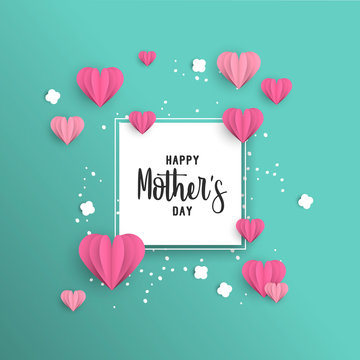 Happy mother day paper cut love card template