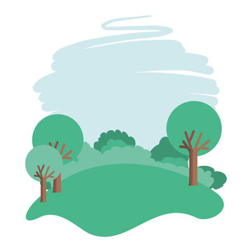 forest field landscape scene vector illustration design