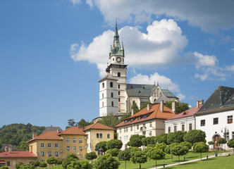 Fototapeta na wymiar Kremnica - The outlook to castle and St. Catherine church and the town.