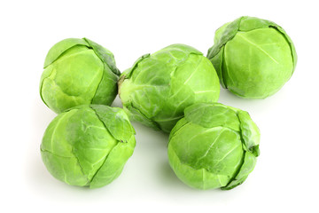 Obraz premium Brussels sprouts isolated on white background closeup