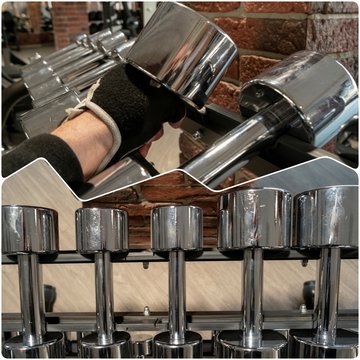 Steel Dumbbells In Gym Set