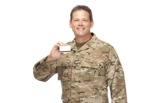 U.S. Army Soldier, Sergeant. Isolated with gift card.