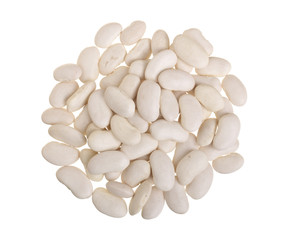 Fototapeta na wymiar White kidney beans isolated on white background close up. Top view