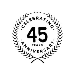 45 years design template. 45th vector and illustration.