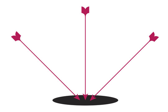 Flechas clavadas en una diana.