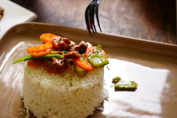 Close up chinese rice with carrot and vegetables. - 202999720
