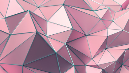 Abstract 3d rendering of triangulated surface. Modern background. Futuristic polygonal shape. Low poly minimalistic design for poster, cover, branding, banner, placard.