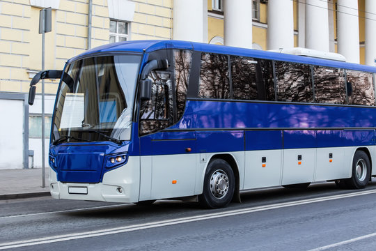 tourist bus goes on the city