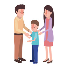 parents couple with son isometric characters vector illustration design