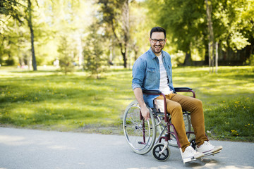 Naklejka premium Man in wheelchair