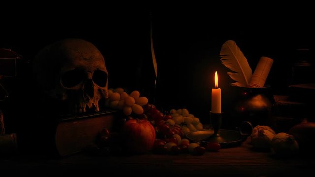 Candle Lights Classical Still Life Arrangement
