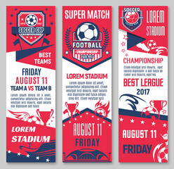 Fototapeta premium Football sport game match banner with soccer ball