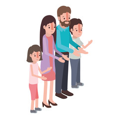 Obraz premium parents couple with son and daughter isometric vector illustration design