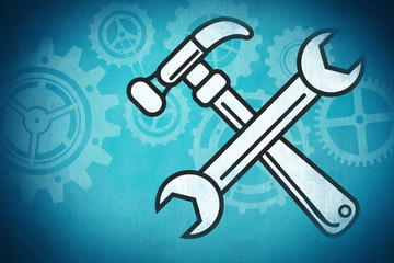 tools against blue background