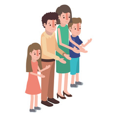 parents couple with son and daughter isometric vector illustration design